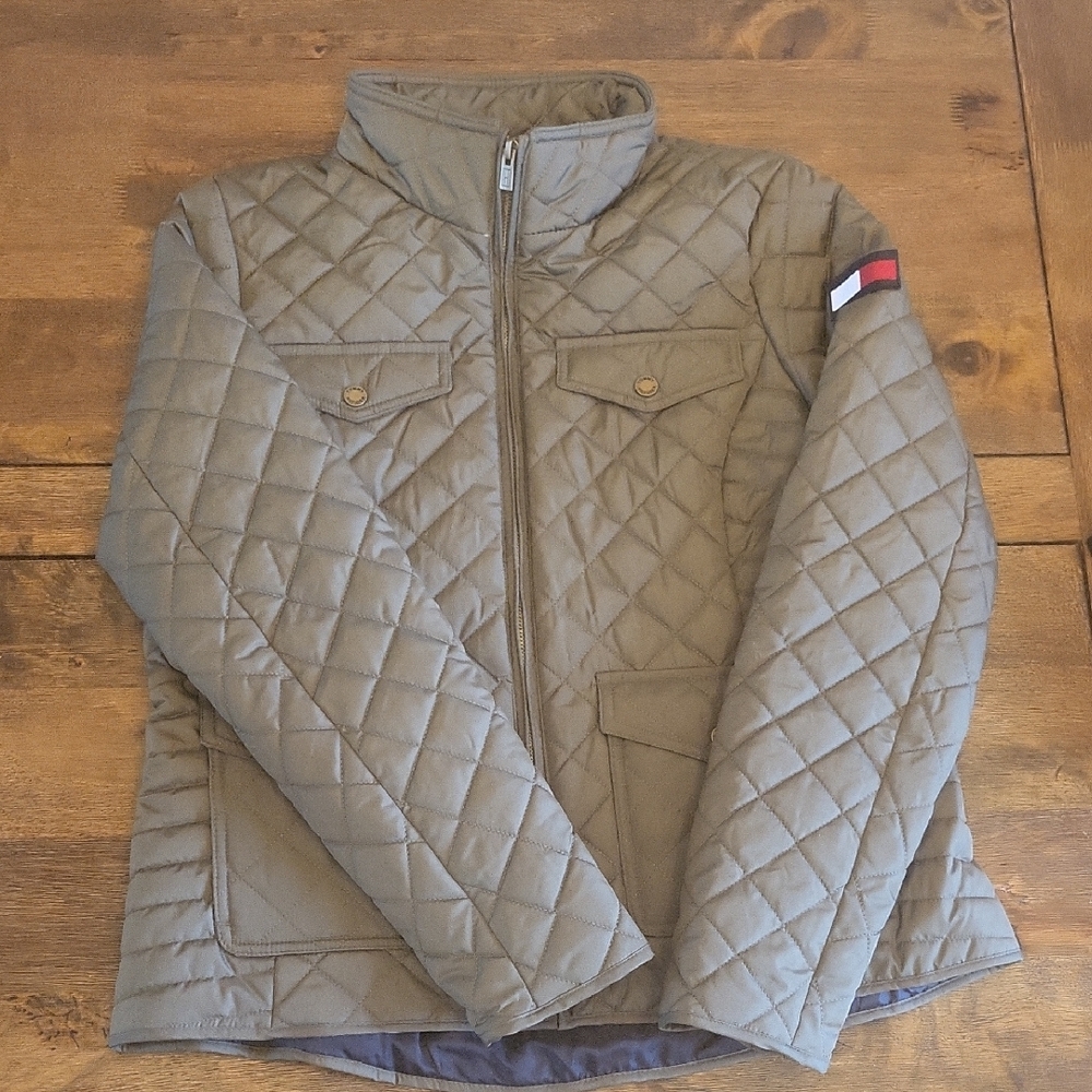 TOMMY HILFIGER Quilted Jacket with Flag Patch, Size PM, NWT